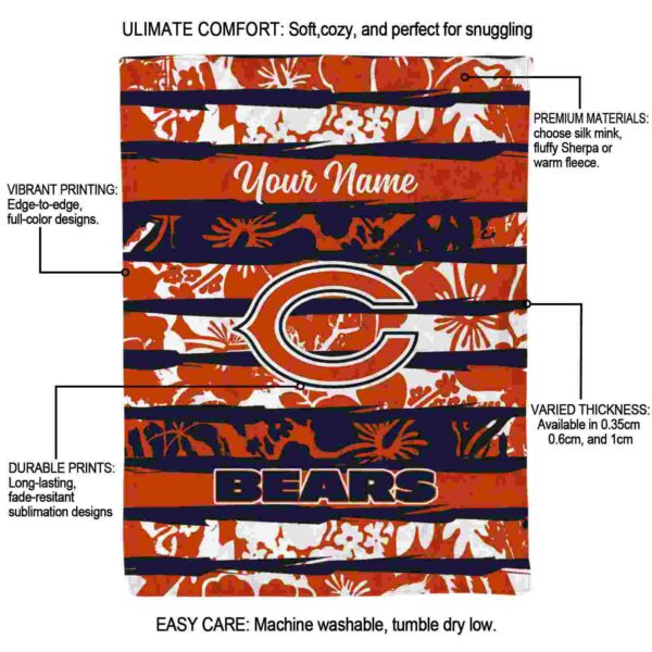 custom chicago bears floral stripes blue white blanket new arrival