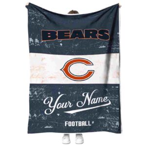 custom chicago bears grunge texture blue white blanket best selling