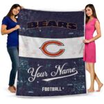 custom chicago bears grunge texture blue white blanket best selling