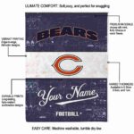 custom chicago bears grunge texture blue white blanket best selling