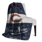 custom chicago bears grunge texture blue white blanket best selling