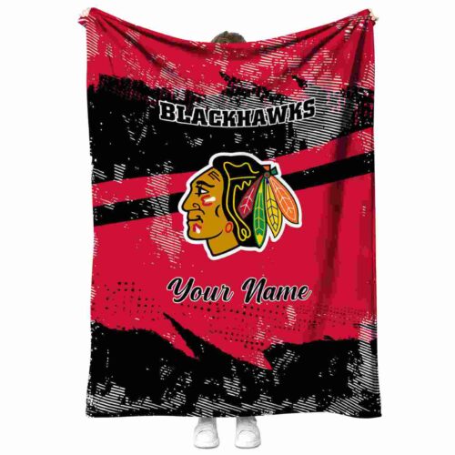 custom chicago blackhawks grunge streaks red blanket best selling