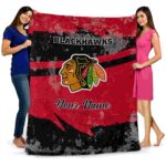 custom chicago blackhawks grunge streaks red blanket best selling