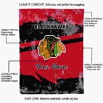 custom chicago blackhawks grunge streaks red blanket best selling