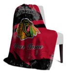 custom chicago blackhawks grunge streaks red blanket best selling