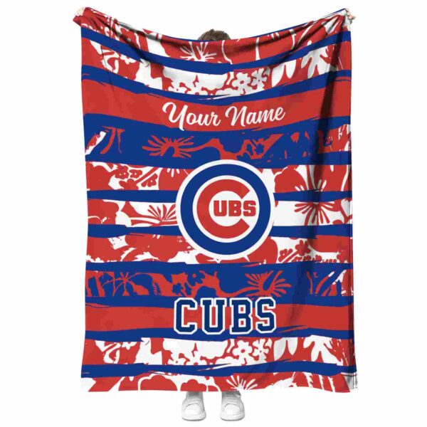 custom chicago cubs floral stripes blue white blanket best selling