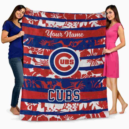 custom chicago cubs floral stripes blue white blanket fashion forward