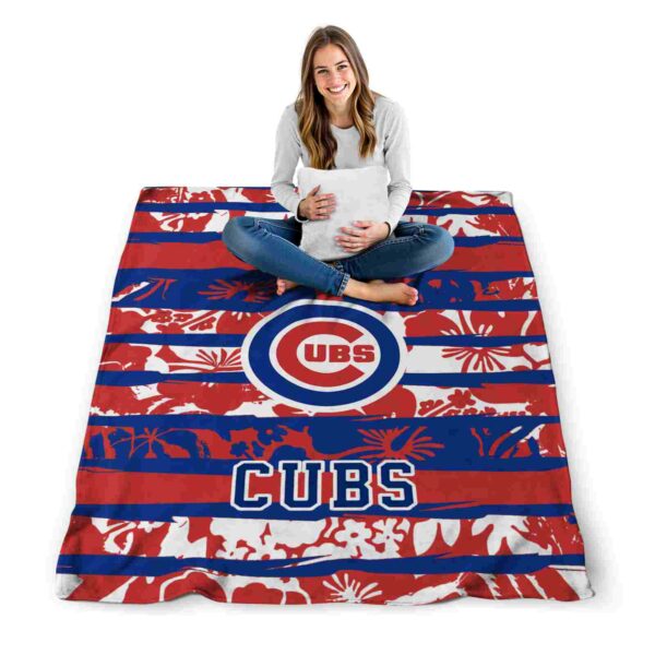 custom chicago cubs floral stripes blue white blanket high quality