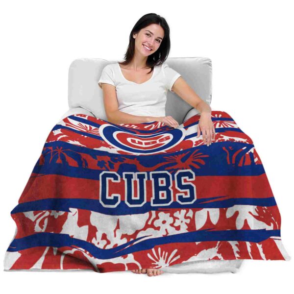 custom chicago cubs floral stripes blue white blanket latest model