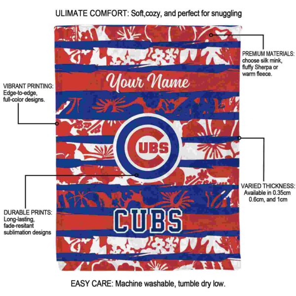 custom chicago cubs floral stripes blue white blanket new arrival