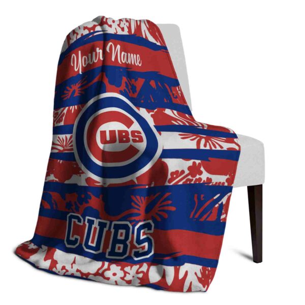 custom chicago cubs floral stripes blue white blanket top rated