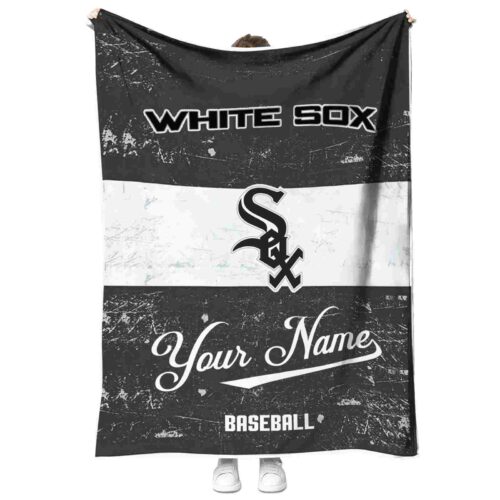 custom chicago white sox grunge texture black white blanket best selling