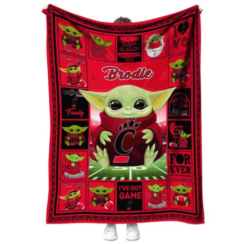 custom cincinnati bearcats baby yoda red blanket best selling