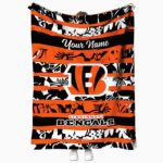 custom cincinnati bengals floral stripes orange white blanket best selling