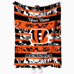 custom cincinnati bengals floral stripes orange white blanket best selling