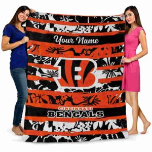 custom cincinnati bengals floral stripes orange white blanket fashion forward