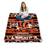 custom cincinnati bengals floral stripes orange white blanket high quality