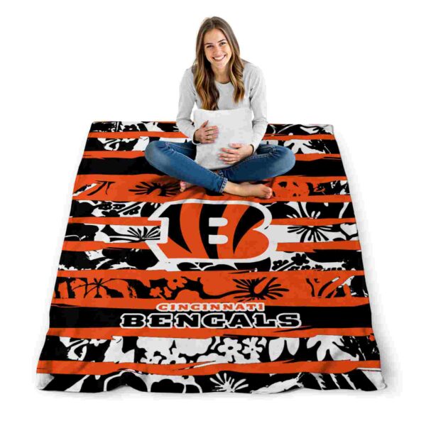 custom cincinnati bengals floral stripes orange white blanket high quality