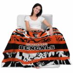 custom cincinnati bengals floral stripes orange white blanket latest model