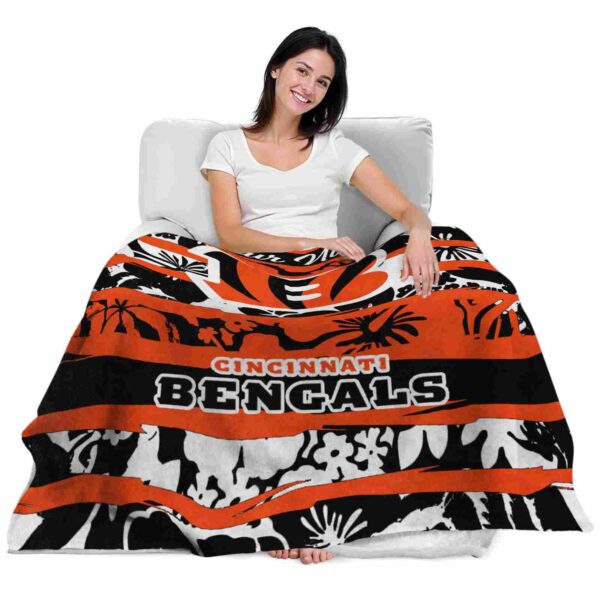 custom cincinnati bengals floral stripes orange white blanket latest model