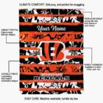 custom cincinnati bengals floral stripes orange white blanket new arrival