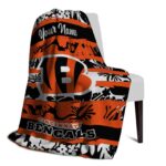 custom cincinnati bengals floral stripes orange white blanket top rated