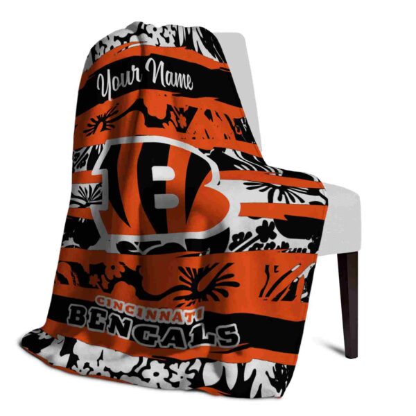 custom cincinnati bengals floral stripes orange white blanket top rated
