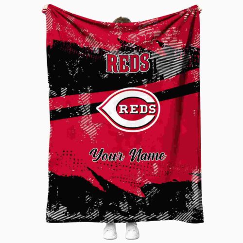 custom cincinnati reds grunge streaks red blanket best selling