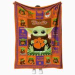 custom clemson tigers baby yoda orange blanket best selling