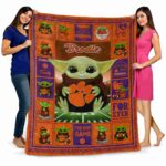 custom clemson tigers baby yoda orange blanket best selling