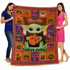 custom clemson tigers baby yoda orange blanket fashion forward