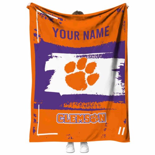 custom clemson tigers paint strokes orange white blanket best selling