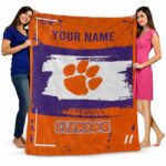 custom clemson tigers paint strokes orange white blanket fashion forward