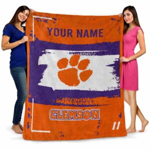 custom clemson tigers paint strokes orange white blanket fashion forward