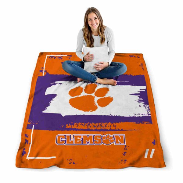 custom clemson tigers paint strokes orange white blanket high quality
