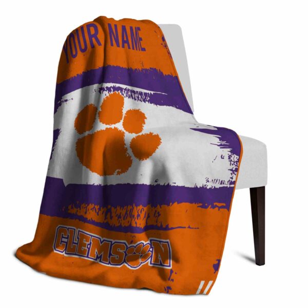 custom clemson tigers paint strokes orange white blanket top rated