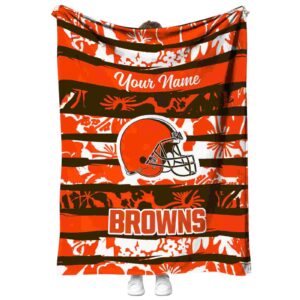 custom cleveland browns floral stripes brown white blanket best selling