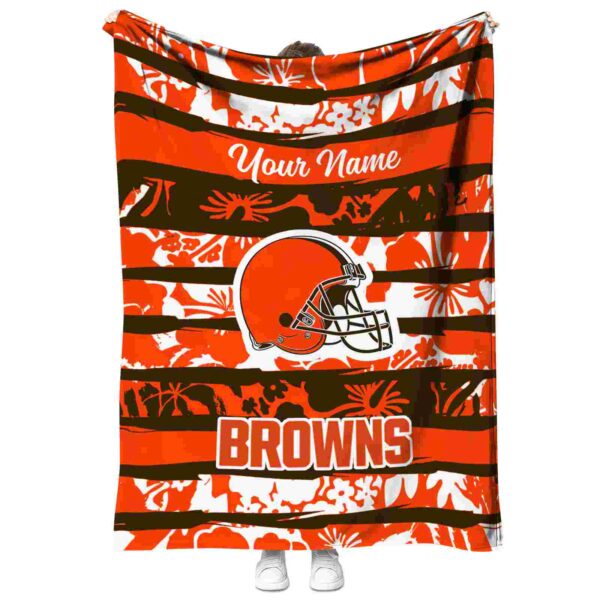 custom cleveland browns floral stripes brown white blanket best selling