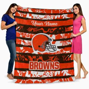 custom cleveland browns floral stripes brown white blanket fashion forward