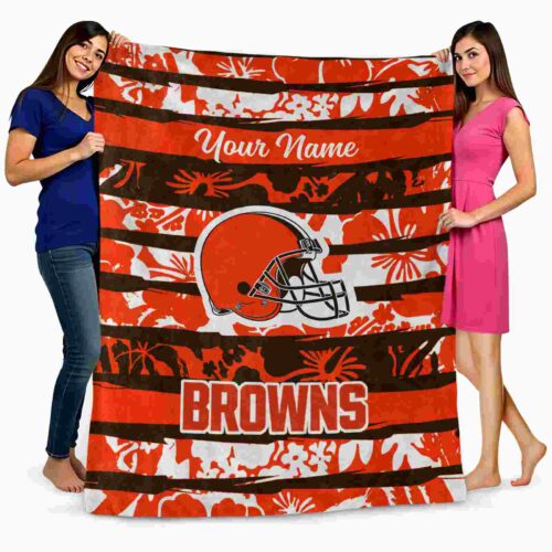 custom cleveland browns floral stripes brown white blanket fashion forward