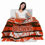 custom cleveland browns floral stripes brown white blanket latest model