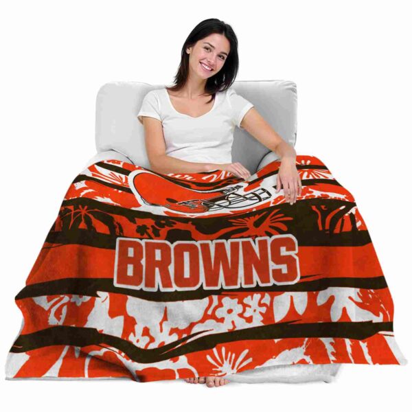 custom cleveland browns floral stripes brown white blanket latest model