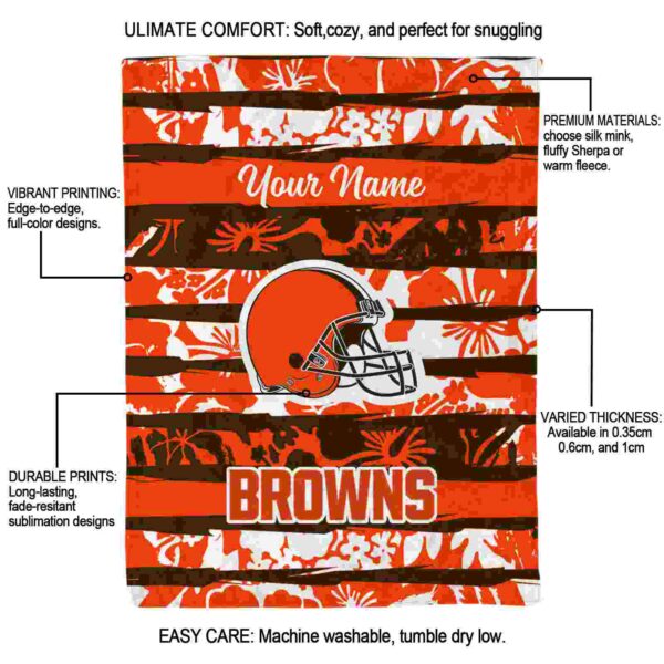 custom cleveland browns floral stripes brown white blanket new arrival