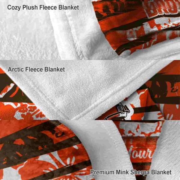 custom cleveland browns floral stripes brown white blanket premium grade