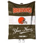 custom cleveland browns grunge texture brown white blanket best selling