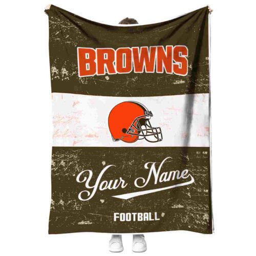 custom cleveland browns grunge texture brown white blanket best selling