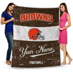 custom cleveland browns grunge texture brown white blanket best selling