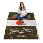custom cleveland browns grunge texture brown white blanket best selling