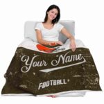 custom cleveland browns grunge texture brown white blanket best selling