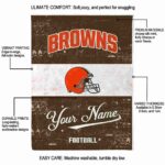 custom cleveland browns grunge texture brown white blanket best selling